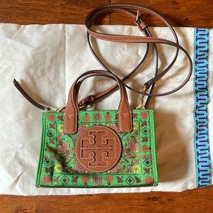 Tory Burch Ella Printed Micro Tote - Folk Art Print